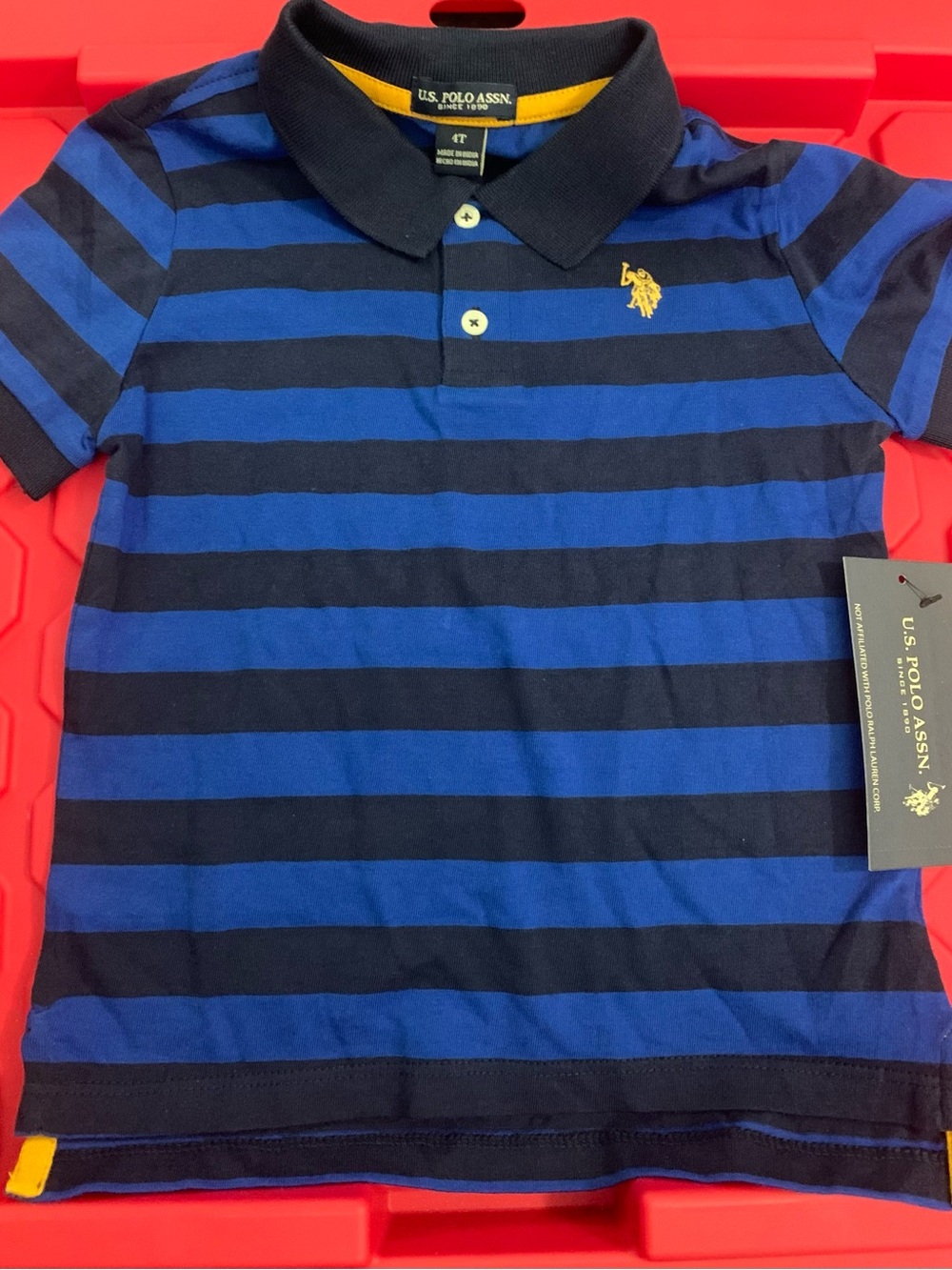 U.S. Polo Assn. Boys' Royal Blue & Navy Striped Polo with Yellow Logo